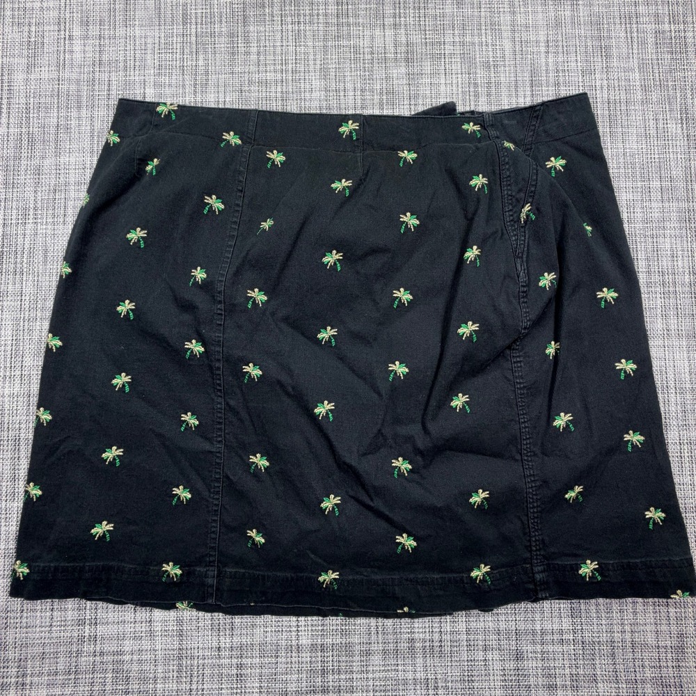 Kate Hill Womens Wrap Skirt Tagged 18W Altered Black Palm Trees Embroidered - Picture 2 of 6